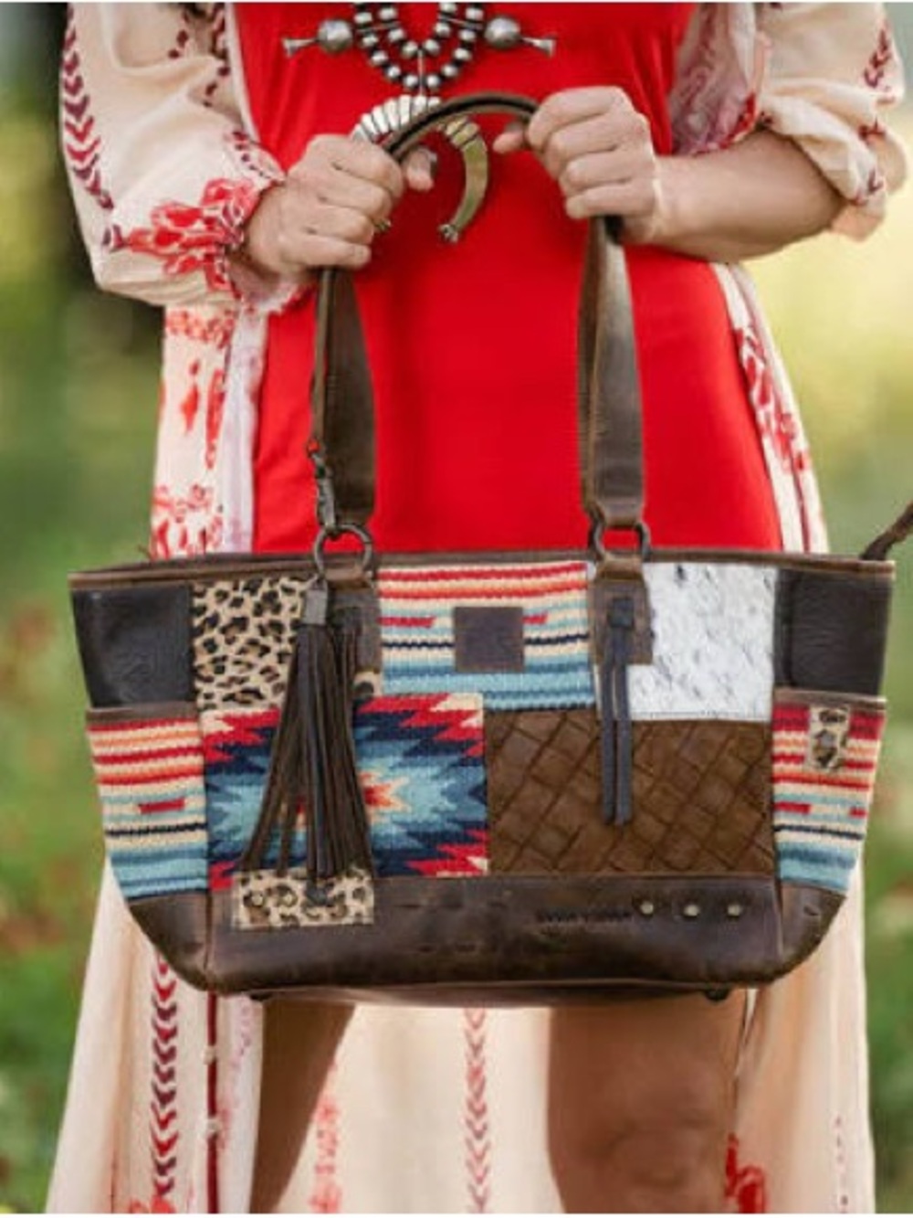 STS Ranchwear Chaynee Mountain (??) Multi-Material Patch Shoulder Bag